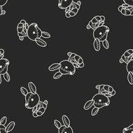 rabbit doll doodle seamless pattern background N2