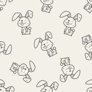 rabbit doodle seamless pattern background