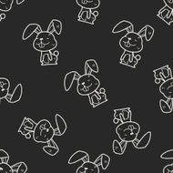 rabbit doodle seamless pattern background N3
