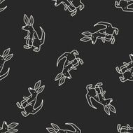 rabbit doodle seamless pattern background N4