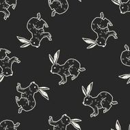 rabbit doodle seamless pattern background N5