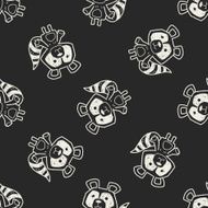 raccoon doodle seamless pattern background N2