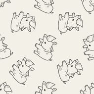 rhino doodle seamless pattern background