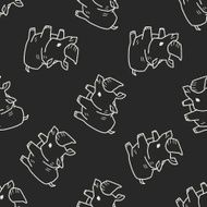 rhino doodle seamless pattern background N2