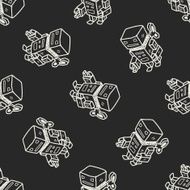 robot doodle seamless pattern background N3
