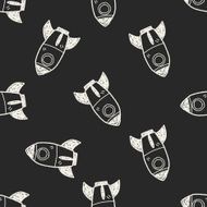 rocket doodle seamless pattern background N2