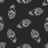 rose doodle seamless pattern background N2
