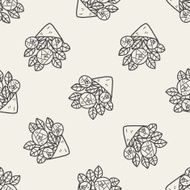 rose flower doodle seamless pattern background N3