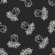rose flower doodle seamless pattern background N4