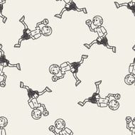 running doodle seamless pattern background