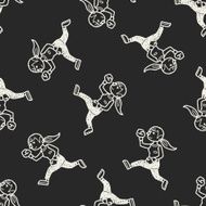 running doodle seamless pattern background N4