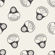 Russia doll doodle seamless pattern background