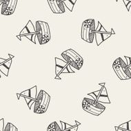 sail doodle seamless pattern background