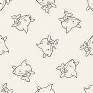 shark doodle seamless pattern background