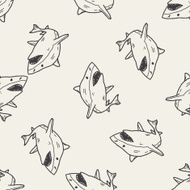 shark doodle seamless pattern background N2