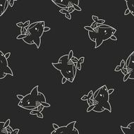 shark doodle seamless pattern background N3