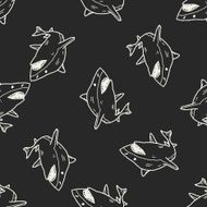 shark doodle seamless pattern background N4