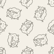 sheep doodle seamless pattern background