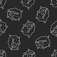 sheep doodle seamless pattern background N3