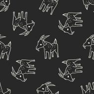 sheep doodle seamless pattern background N4
