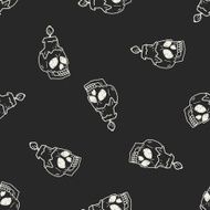 skull candle doodle seamless pattern background