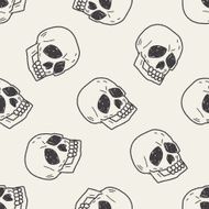 skull doodle seamless pattern background