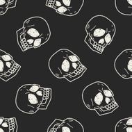 skull doodle seamless pattern background N2