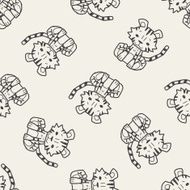 tiger doodle seamless pattern background