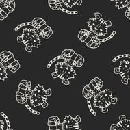 tiger doodle seamless pattern background N2
