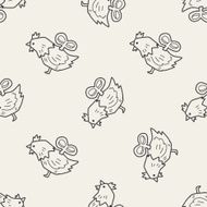 toy chicken doodle seamless pattern background