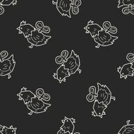 toy chicken doodle seamless pattern background N2