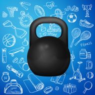 kettlebell and hand draw sport icon