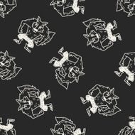 Werewolf doodle seamless pattern background N4