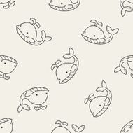 whale doodle seamless pattern background