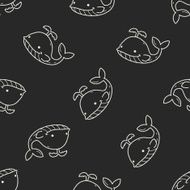 whale doodle seamless pattern background N2