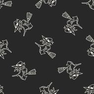 witch doodle seamless pattern background
