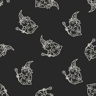 wizard doodle seamless pattern background N7