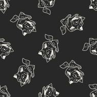 wolf doodle seamless pattern background N2
