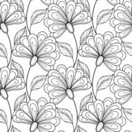 Vector Seamless Monochrome Floral Pattern N197