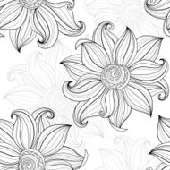 Vector Seamless Monochrome Floral Pattern N206