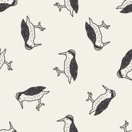 woodpecker doodle seamless pattern background