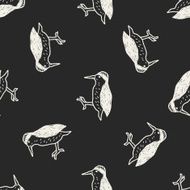 woodpecker doodle seamless pattern background N2