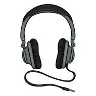 Vector Single Cartoon Circumaural Headphones with Wire
