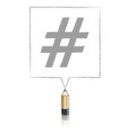 Wooden Lead Pencil Drawing Hashtag in Square Speech Balloon