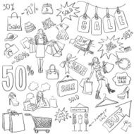 Shopping doodles Sale hand drawn style