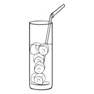 Vector Lineart Glass of Lemonade