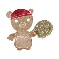 cartoon teddy bear with cookie