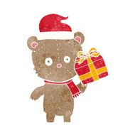 cartoon christmas teddy bear with present N2