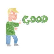 cartoon man doing good