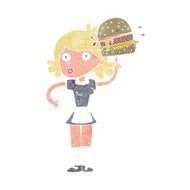 cartoon waitress with burger